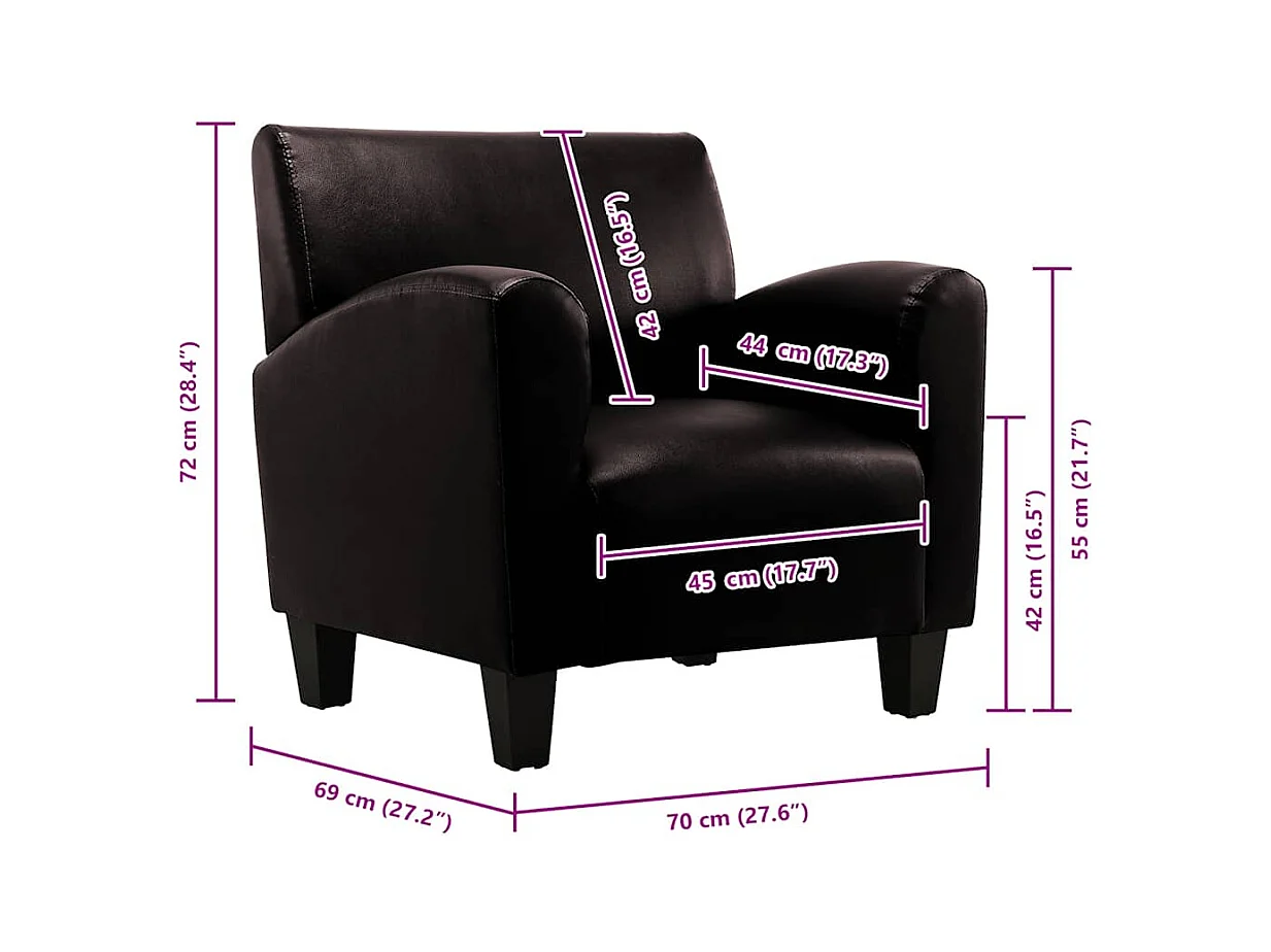 Chaise de canapé Marron foncé Similicuir