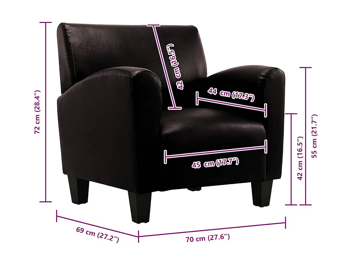 Chaise de canapé Marron foncé Similicuir