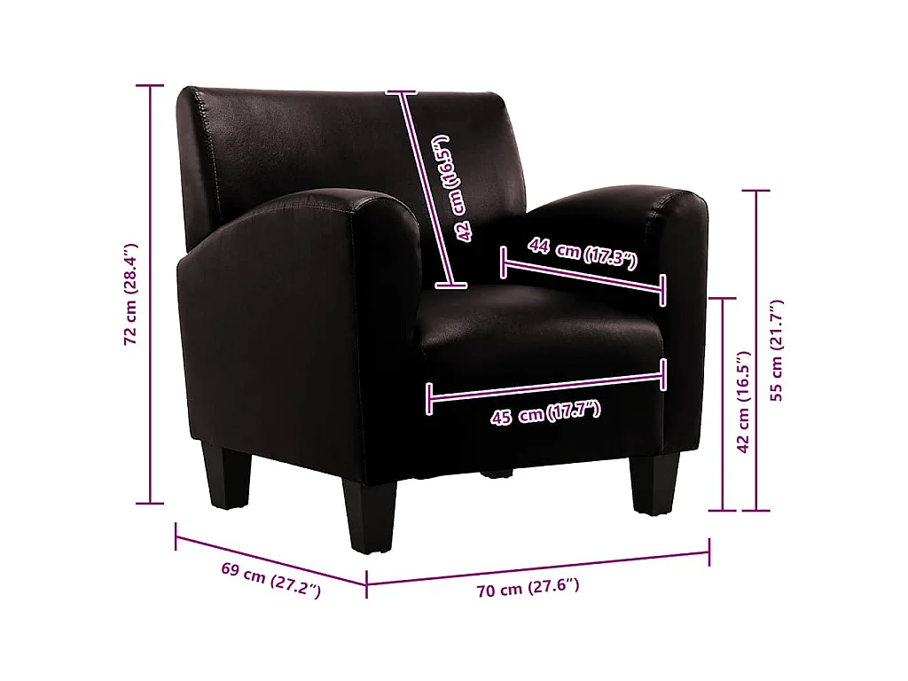 Chaise de canapé Marron foncé Similicuir