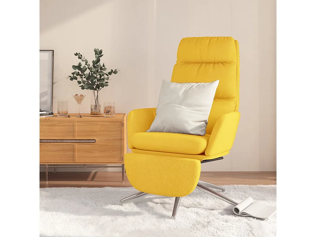 Chaise de relaxation avec repose-pied Jaune moutarde Tissu