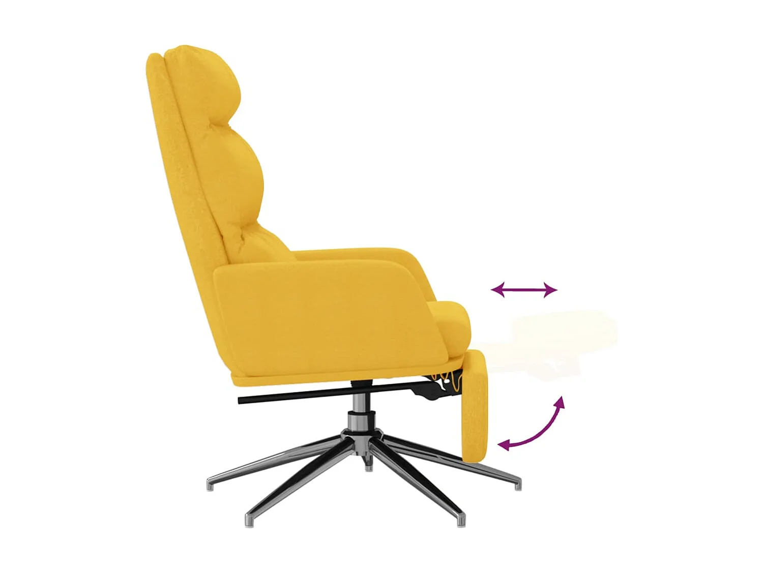Chaise de relaxation avec repose-pied Jaune moutarde Tissu