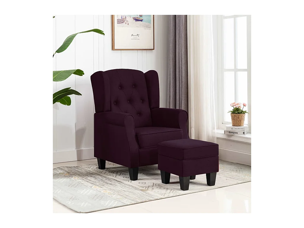 Fauteuil avec repose-pied Violet Tissu