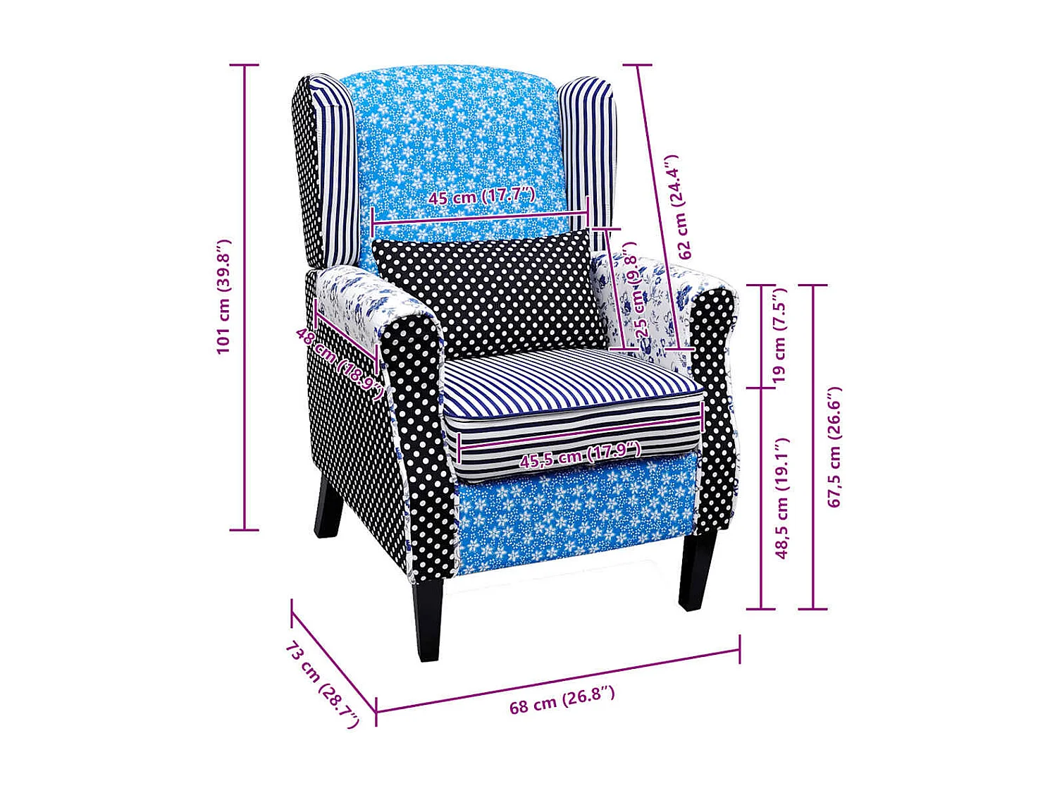 Sessel mit Patchwork-Design Stoff