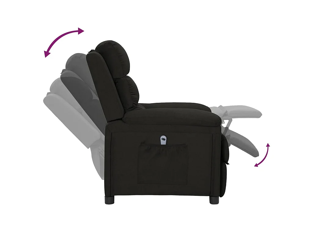 Fauteuil inclinable électrique Noir Tissu