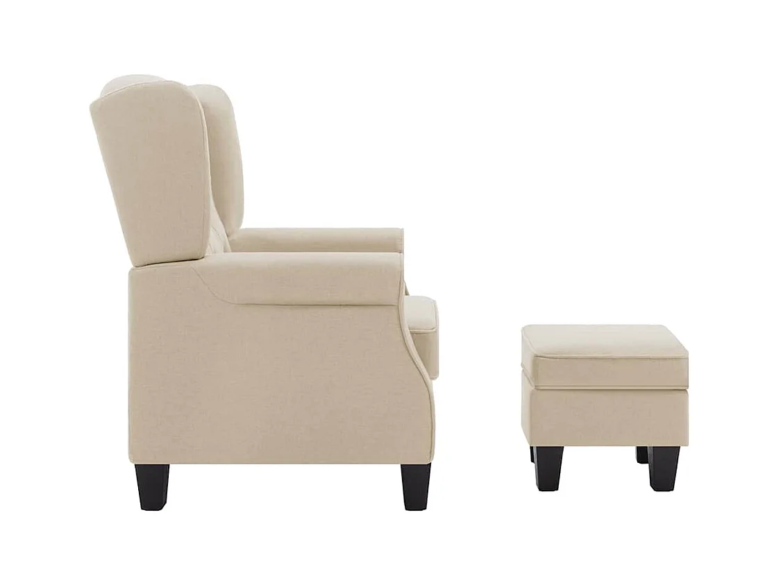 Fauteuil avec repose-pied Crème Tissu