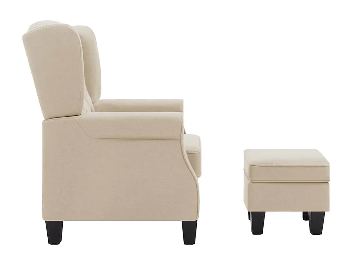 Fauteuil avec repose-pied Crème Tissu