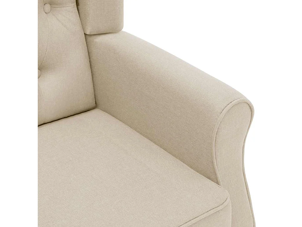 Fauteuil avec repose-pied Crème Tissu