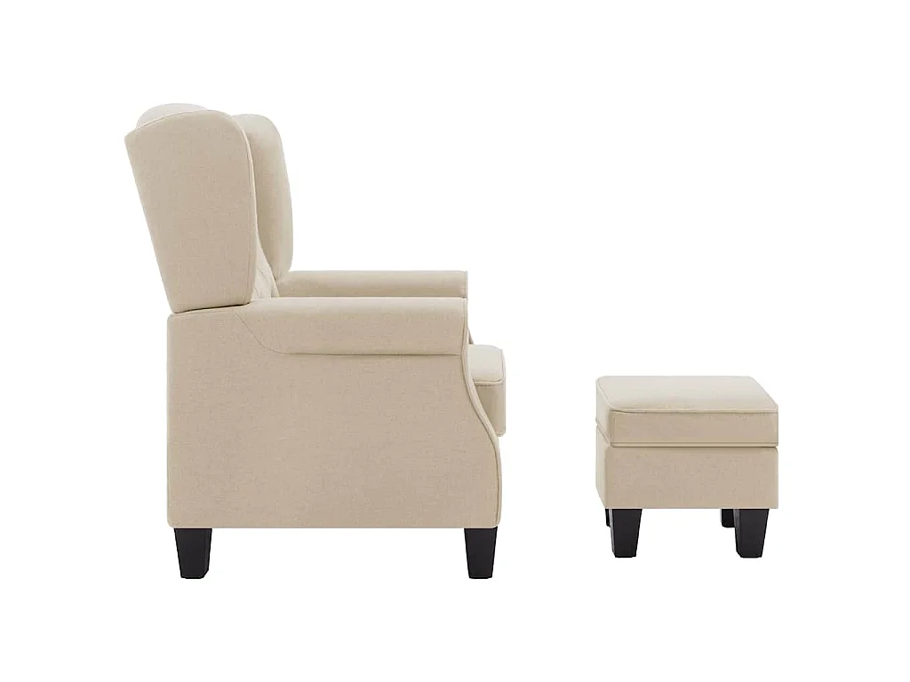 Fauteuil avec repose-pied Crème Tissu