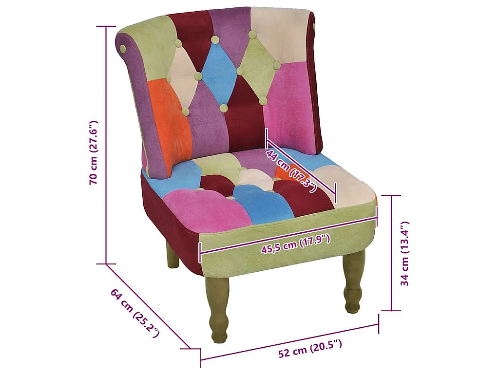 Chaise française au design patchwork tissu