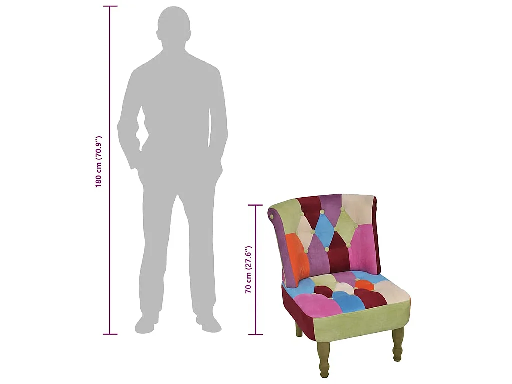 Chaise française au design patchwork tissu