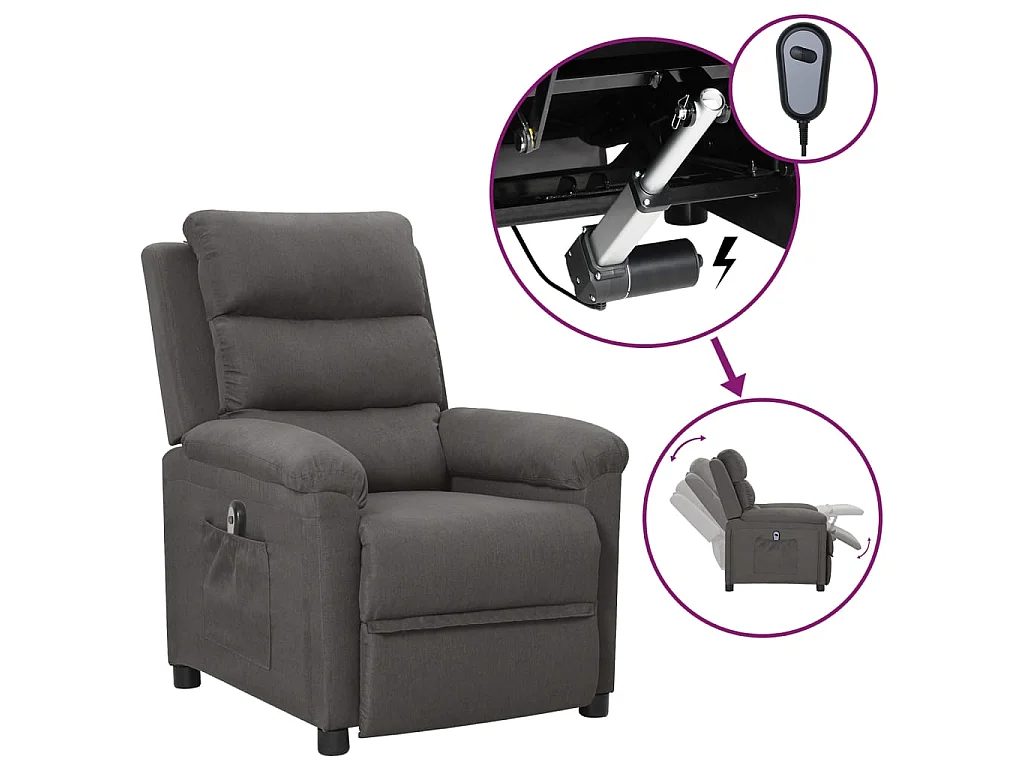 Fauteuil inclinable électrique Gris foncé Tissu