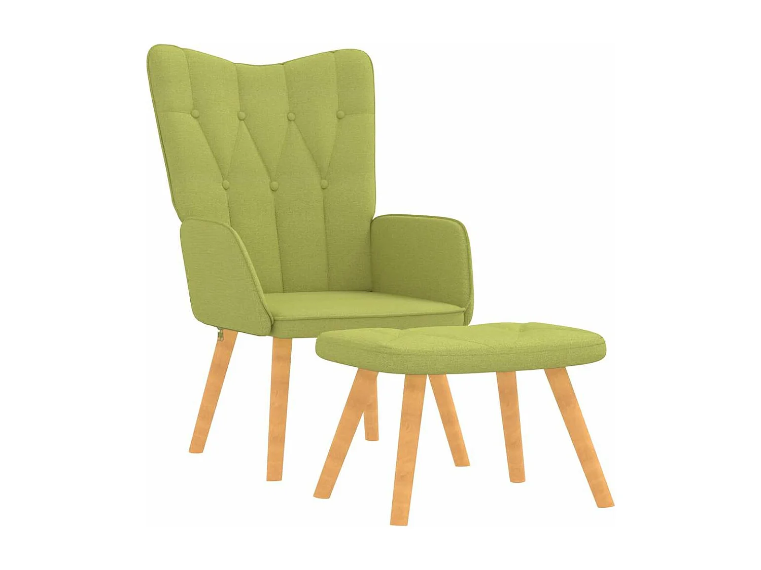 Chaise de relaxation avec tabouret Vert Tissu