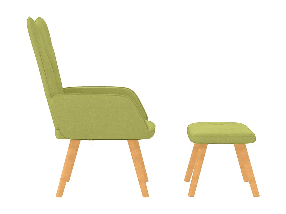 Chaise de relaxation avec tabouret Vert Tissu