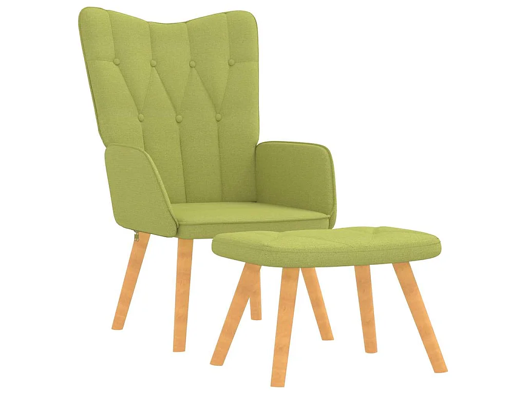 Chaise de relaxation avec tabouret Vert Tissu