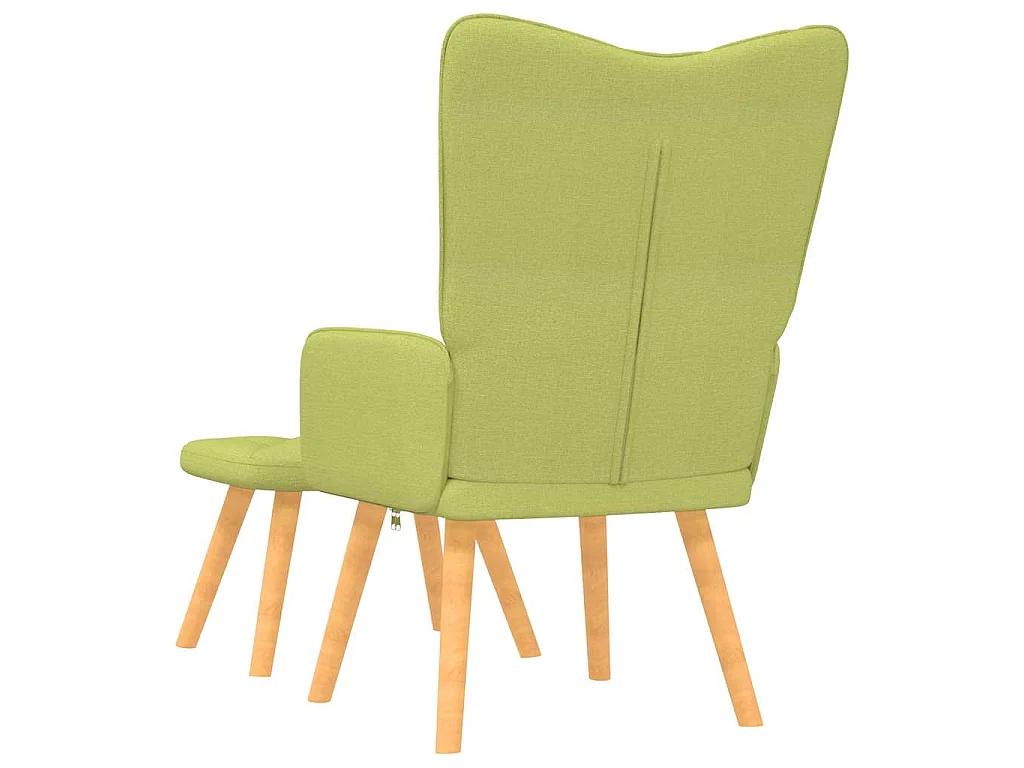 Chaise de relaxation avec tabouret Vert Tissu