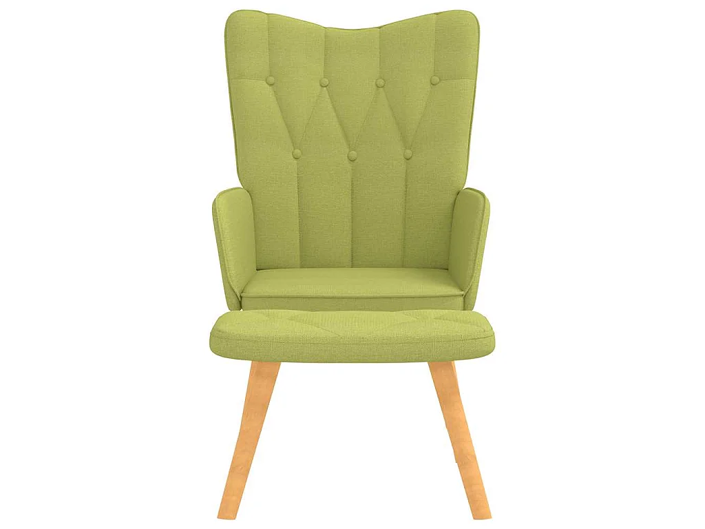 Chaise de relaxation avec tabouret Vert Tissu