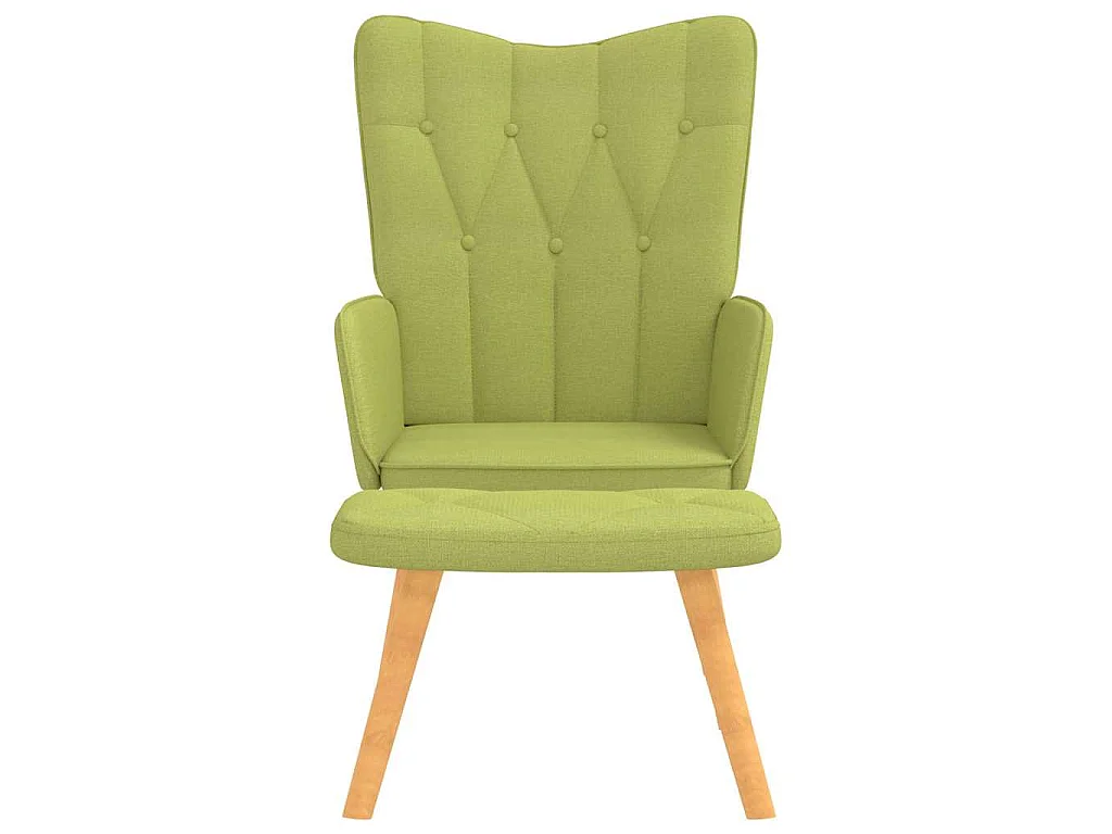 Silla de relajación con taburete de tela verde