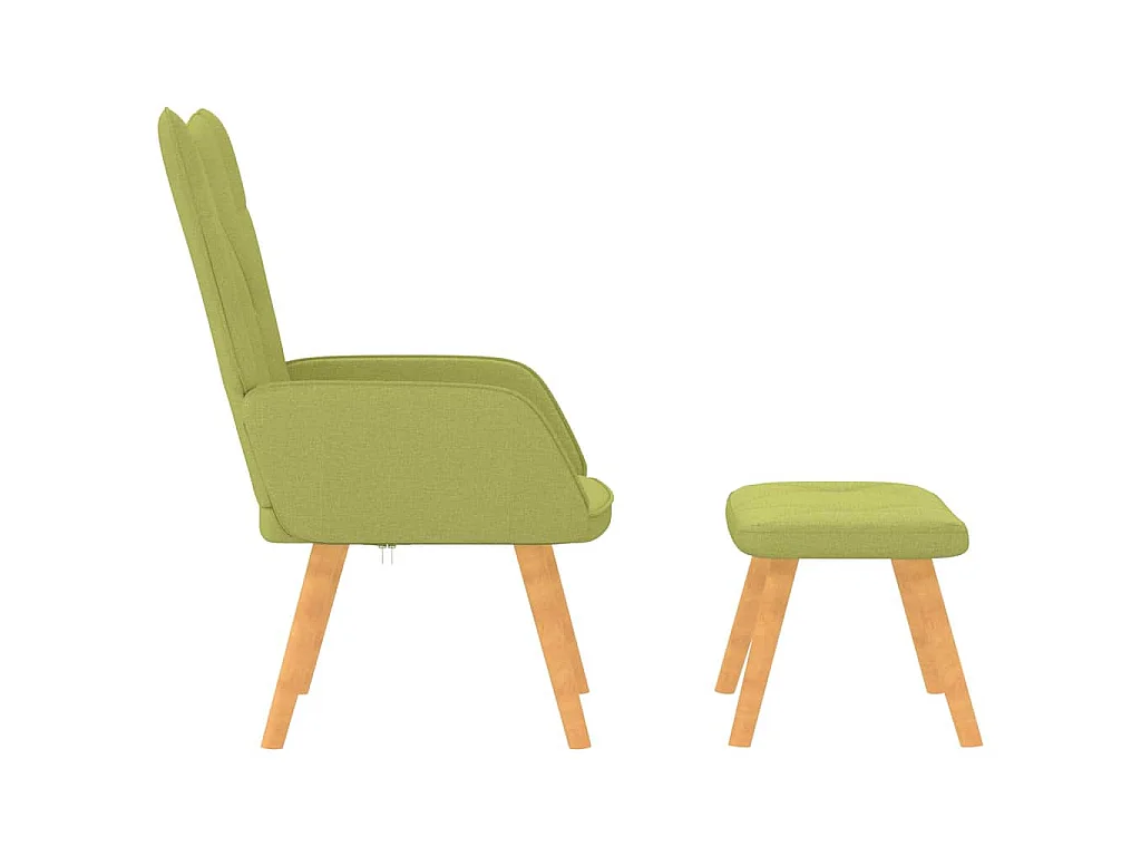 Silla de relajación con taburete de tela verde