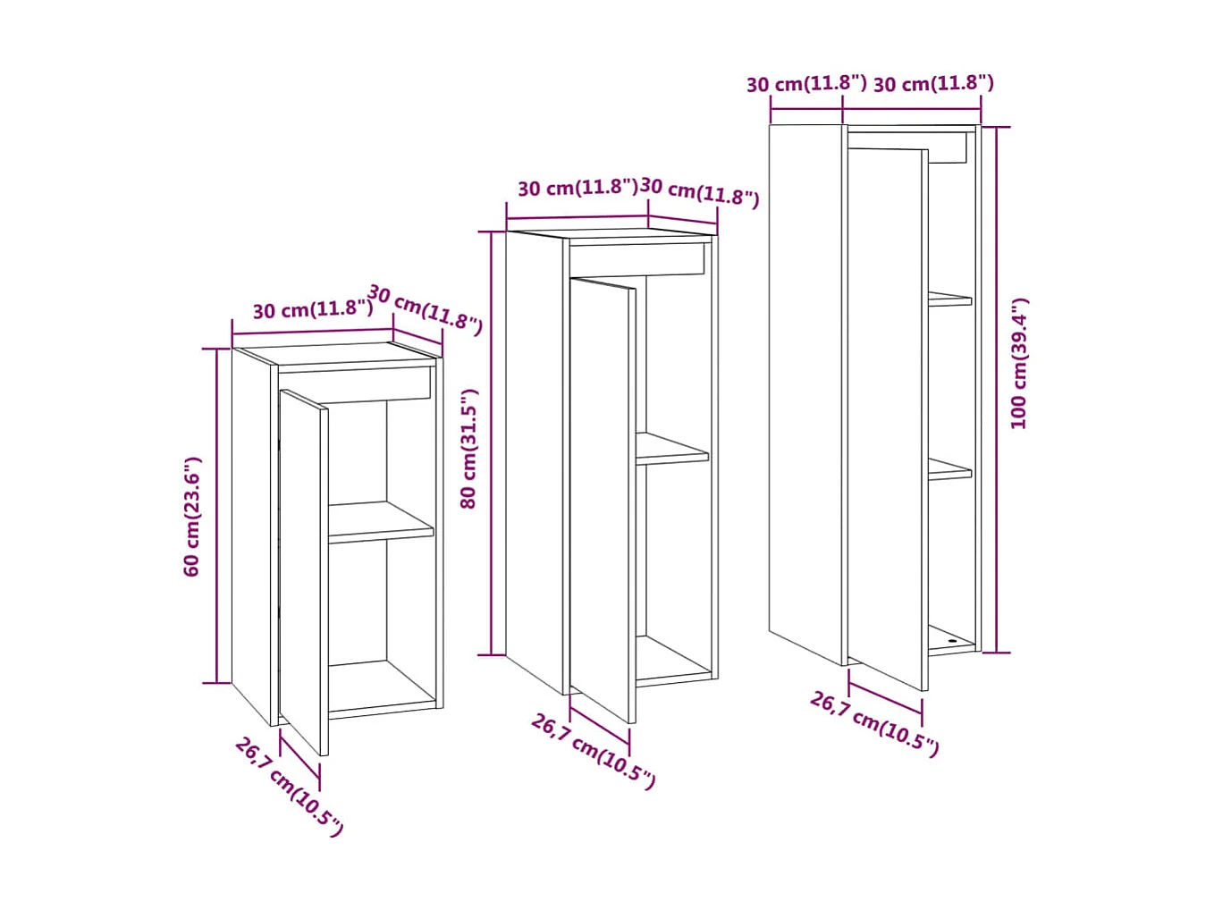 TV-Schränke 3 Stk. Massivholz Kiefer