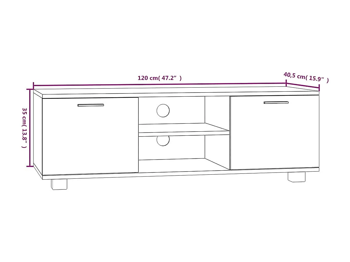 Meuble TV Chêne sonoma 120x40,5x35 cm Bois d'ingénierie