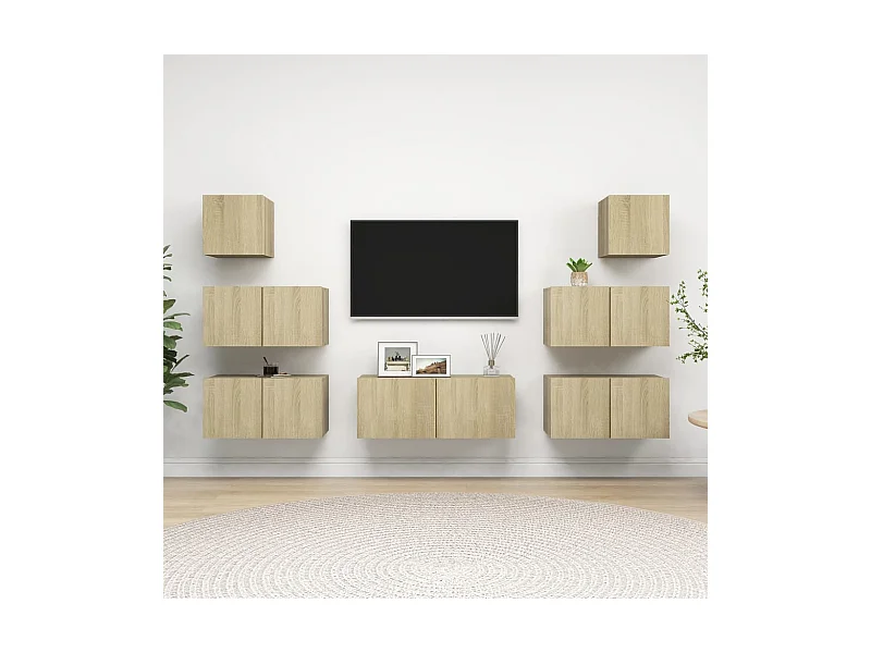 Ensemble de meuble TV 7 pcs Chêne sonoma Bois d'ingénierie