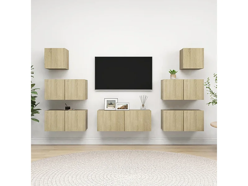 7-tlg. TV-Schrank-Set Sonoma-Eiche Holzwerkstoff