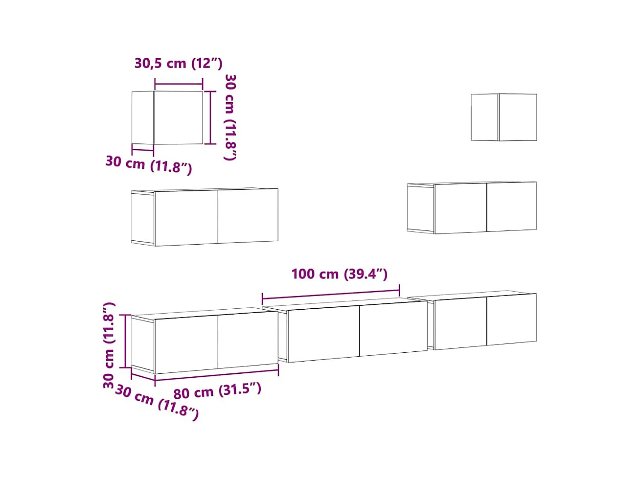 Ensemble de meubles TV 7 pcs Chêne sonoma Bois d'ingénierie
