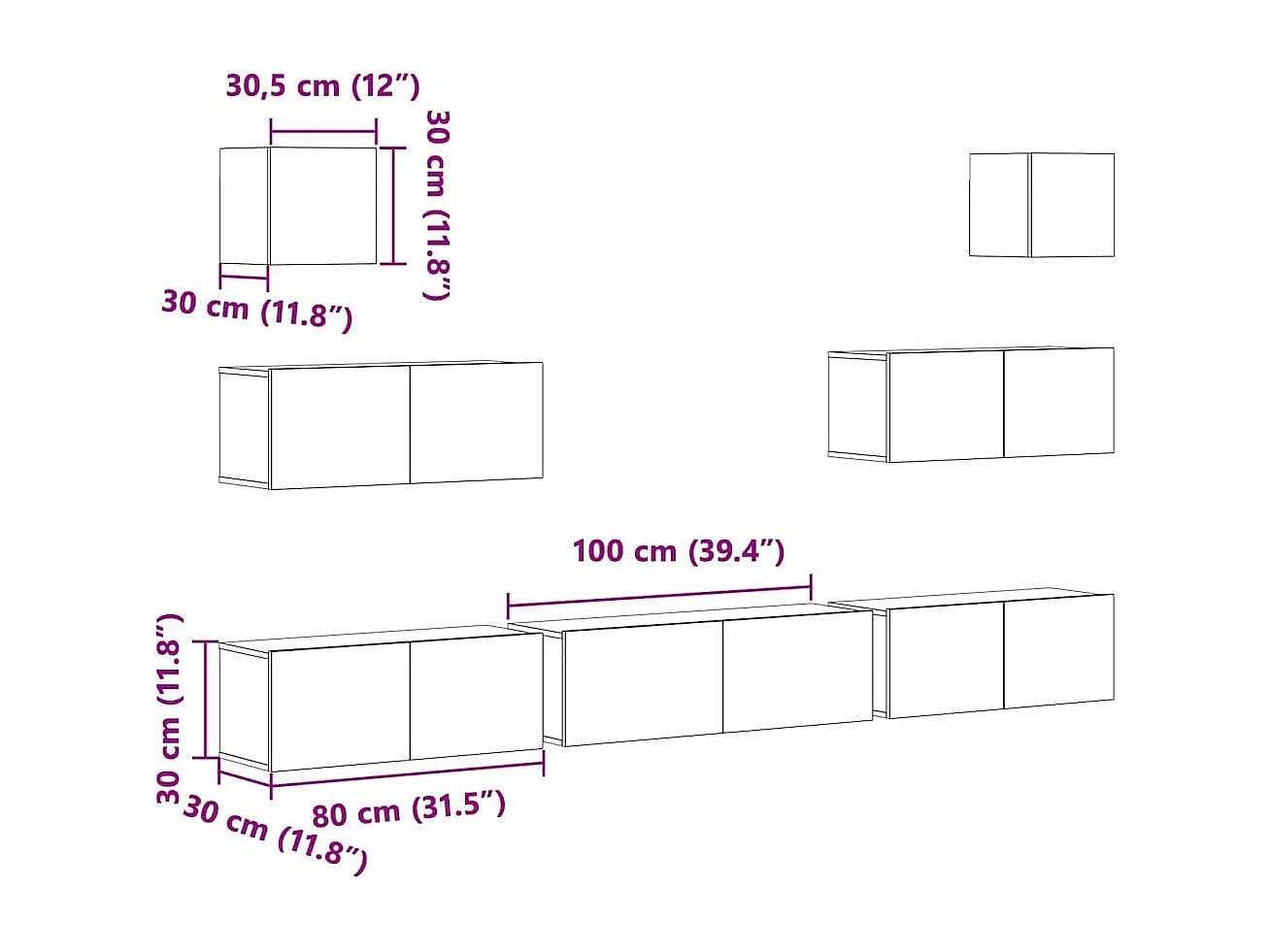 7-tlg. TV-Schrank-Set Sonoma-Eiche Holzwerkstoff