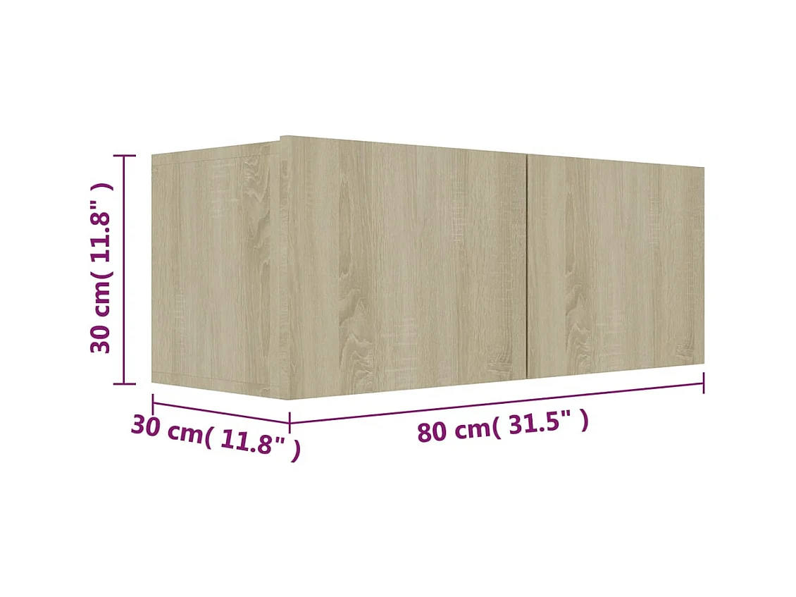 3pcs conjunto de móveis de TV derivados madeira carvalho sonoma