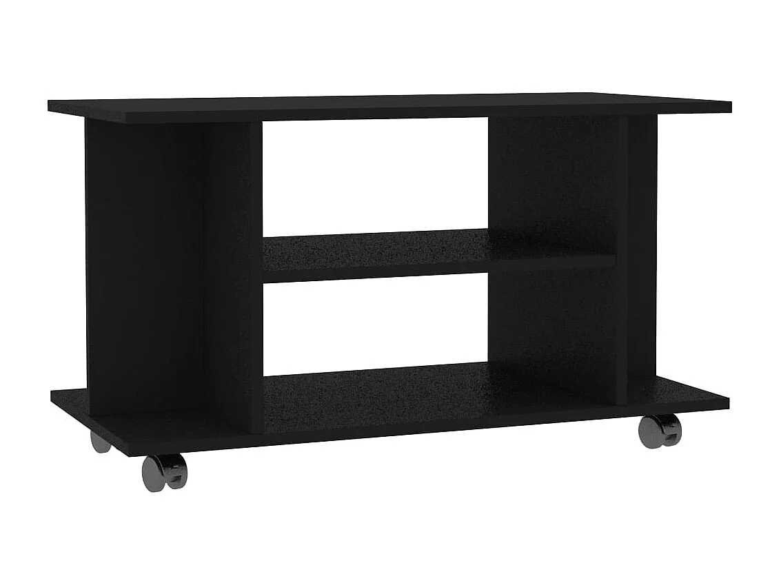 Tv-meubel met wieltjes 80x40x45 cm bewerkt hout zwart