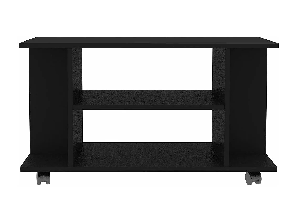 Tv-meubel met wieltjes 80x40x45 cm bewerkt hout zwart