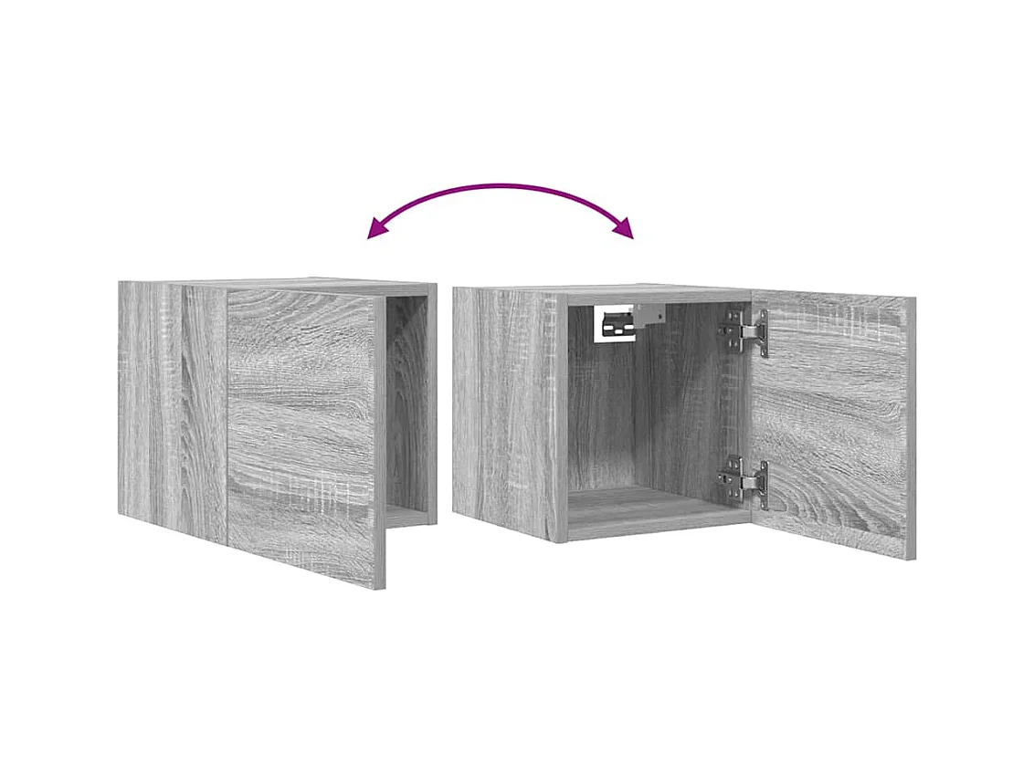 Armadietti TV Montati a Parete 2pz Grigio Sonoma 30,5x30x30 cm