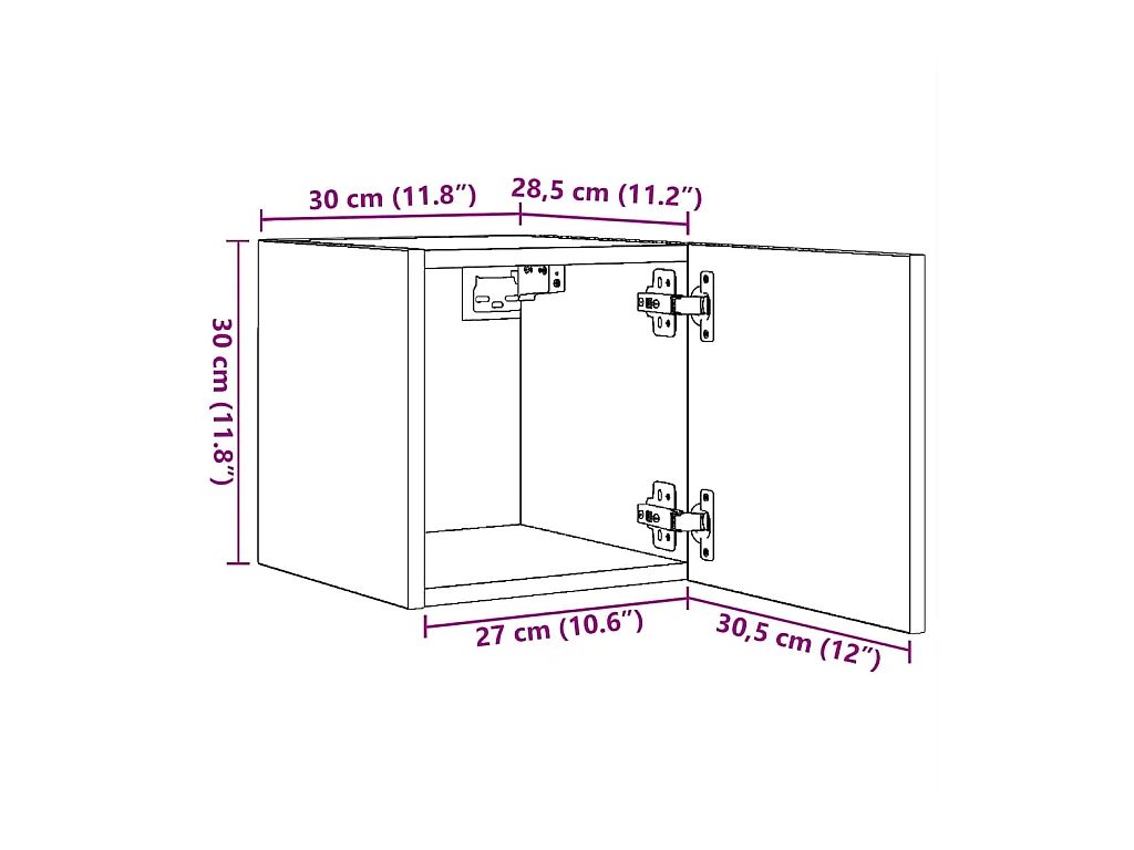 TV-Wandschränke 2 Stk. Grau Sonoma 30,5x30x30 cm