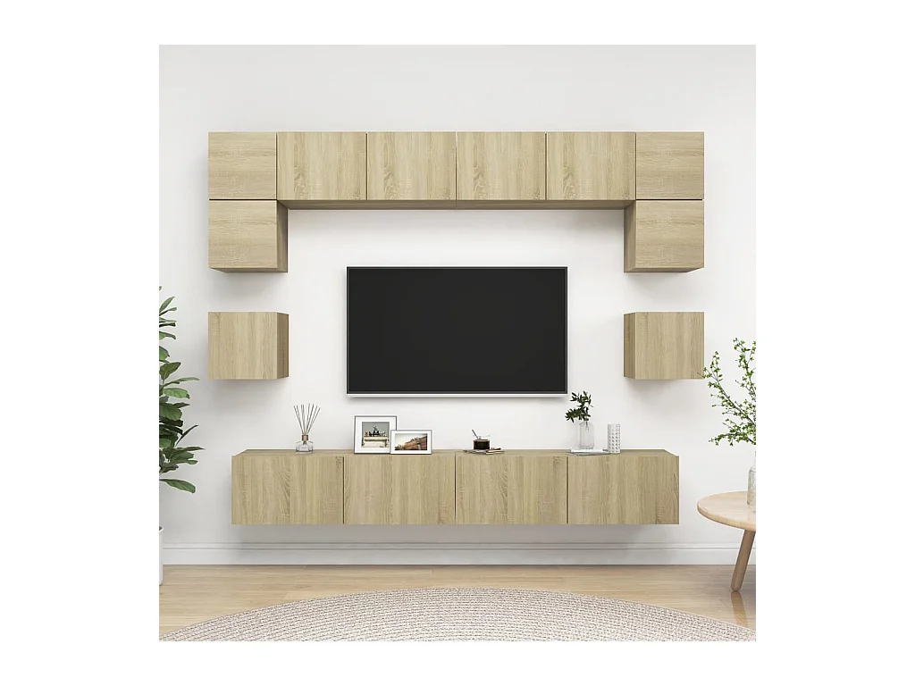 Ensemble de meuble TV 8 pcs Chêne sonoma Bois d'ingénierie