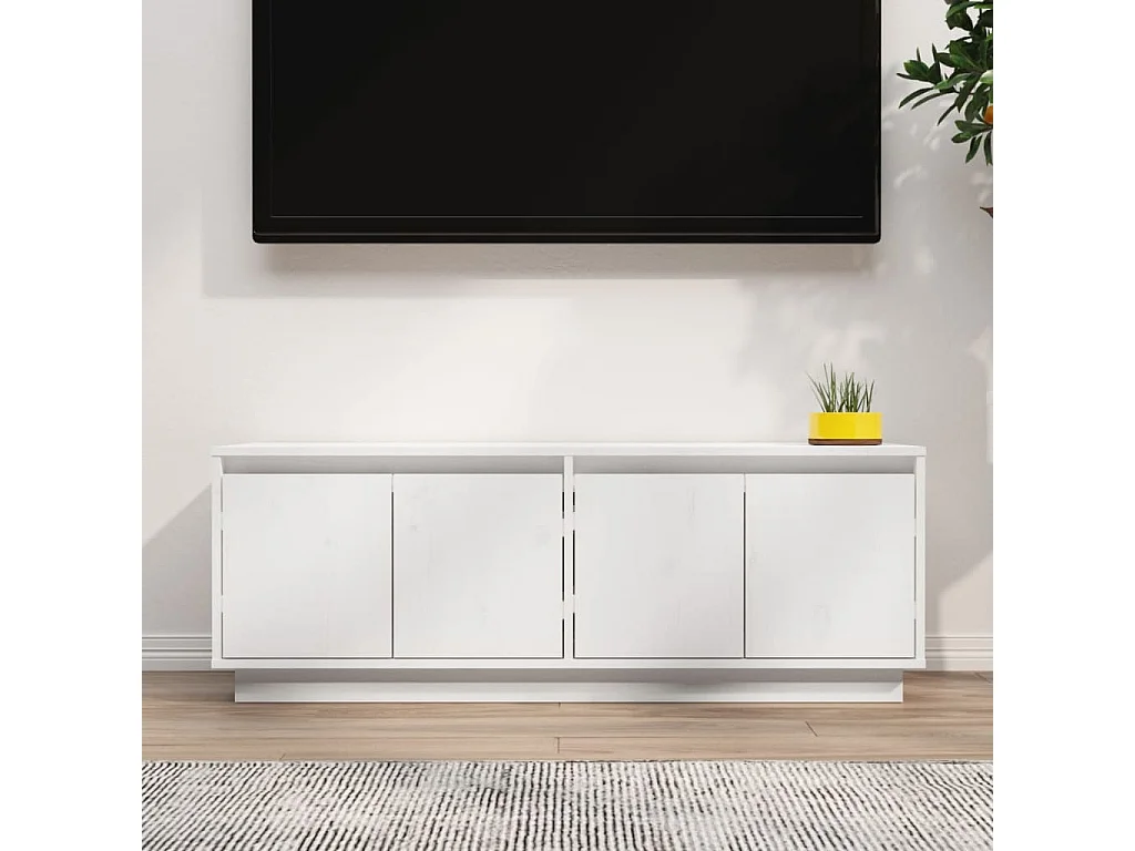 TV-Schrank Weiß 110x34x40 cm Massivholz Kiefer