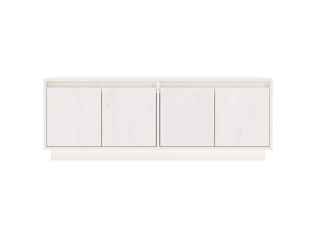 Meuble TV Blanc 110x34x40 cm Bois de pin massif