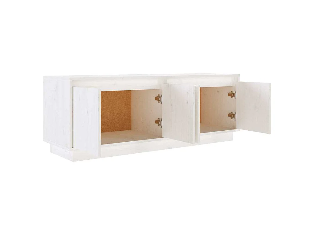 Meuble TV Blanc 110x34x40 cm Bois de pin massif