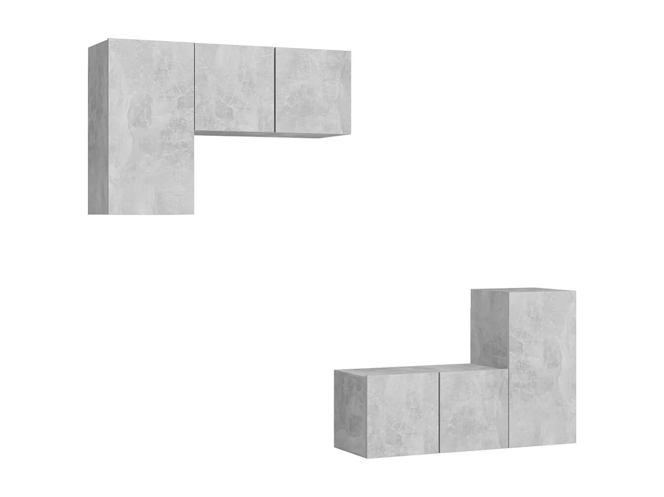 Ensemble de meubles TV 4 pcs Gris béton Bois d'ingénierie