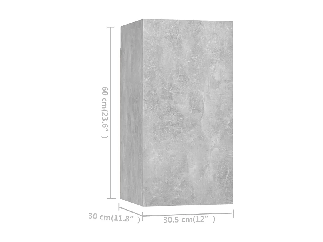 Ensemble de meubles TV 4 pcs Gris béton Bois d'ingénierie