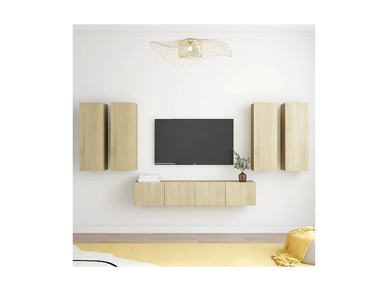 Ensemble de meuble TV 6 pcs Chêne sonoma Bois d'ingénierie