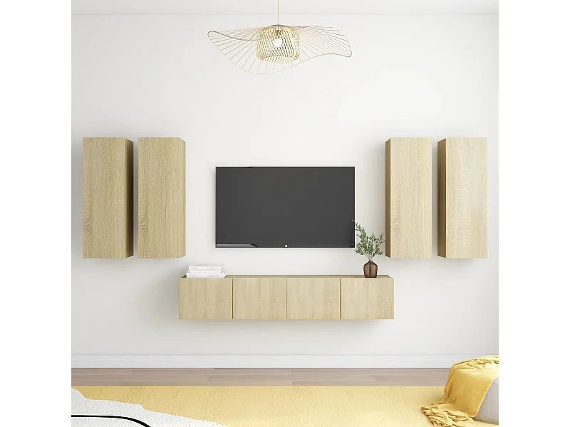 6-tlg. TV-Schrank-Set Sonoma-Eiche Holzwerkstoff