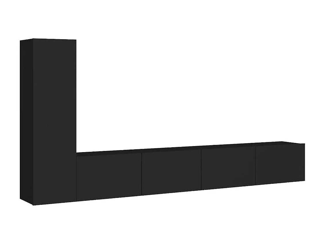 Set de muebles de salón TV 3 pzas madera de ingeniería negro