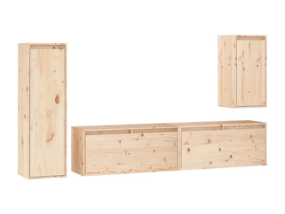 Móveis de TV 4 pcs madeira de pinho maciça