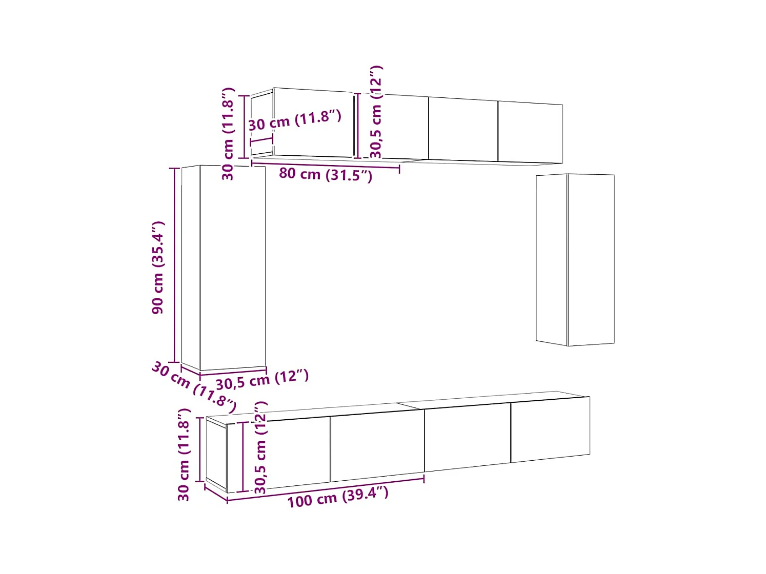 Ensemble de meuble TV 6 pcs Chêne sonoma Bois d'ingénierie