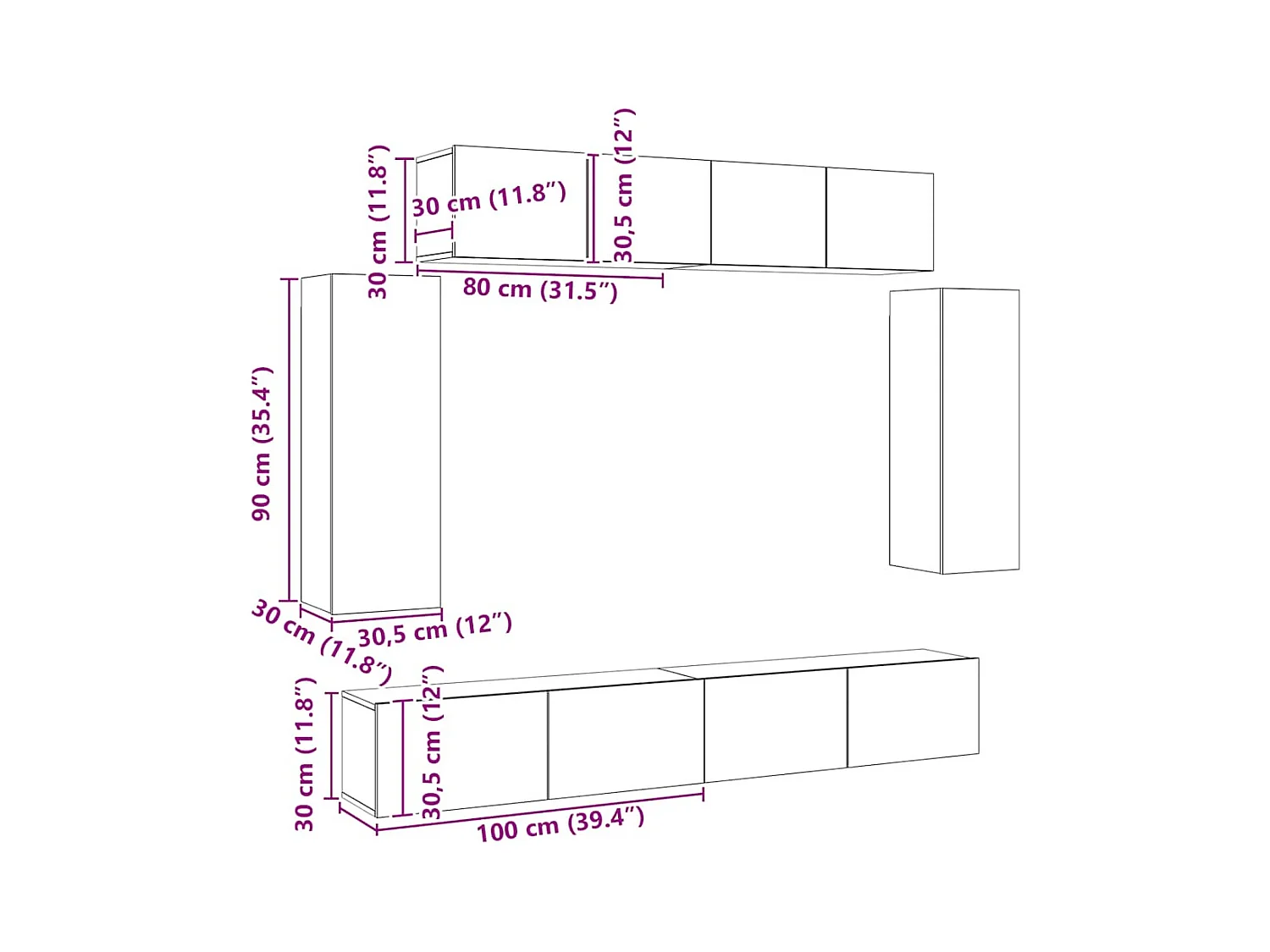 Ensemble de meuble TV 6 pcs Chêne sonoma Bois d'ingénierie