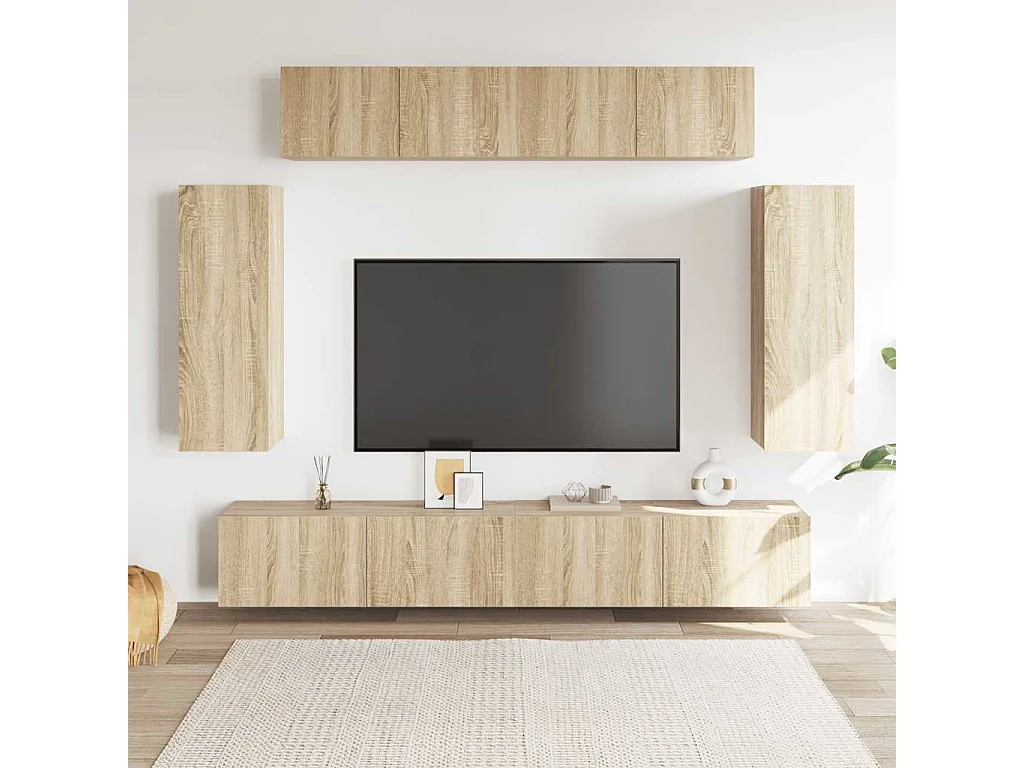 Set di Mobili Porta TV 6 pz Rovere Sonoma in Legno Multistrato
