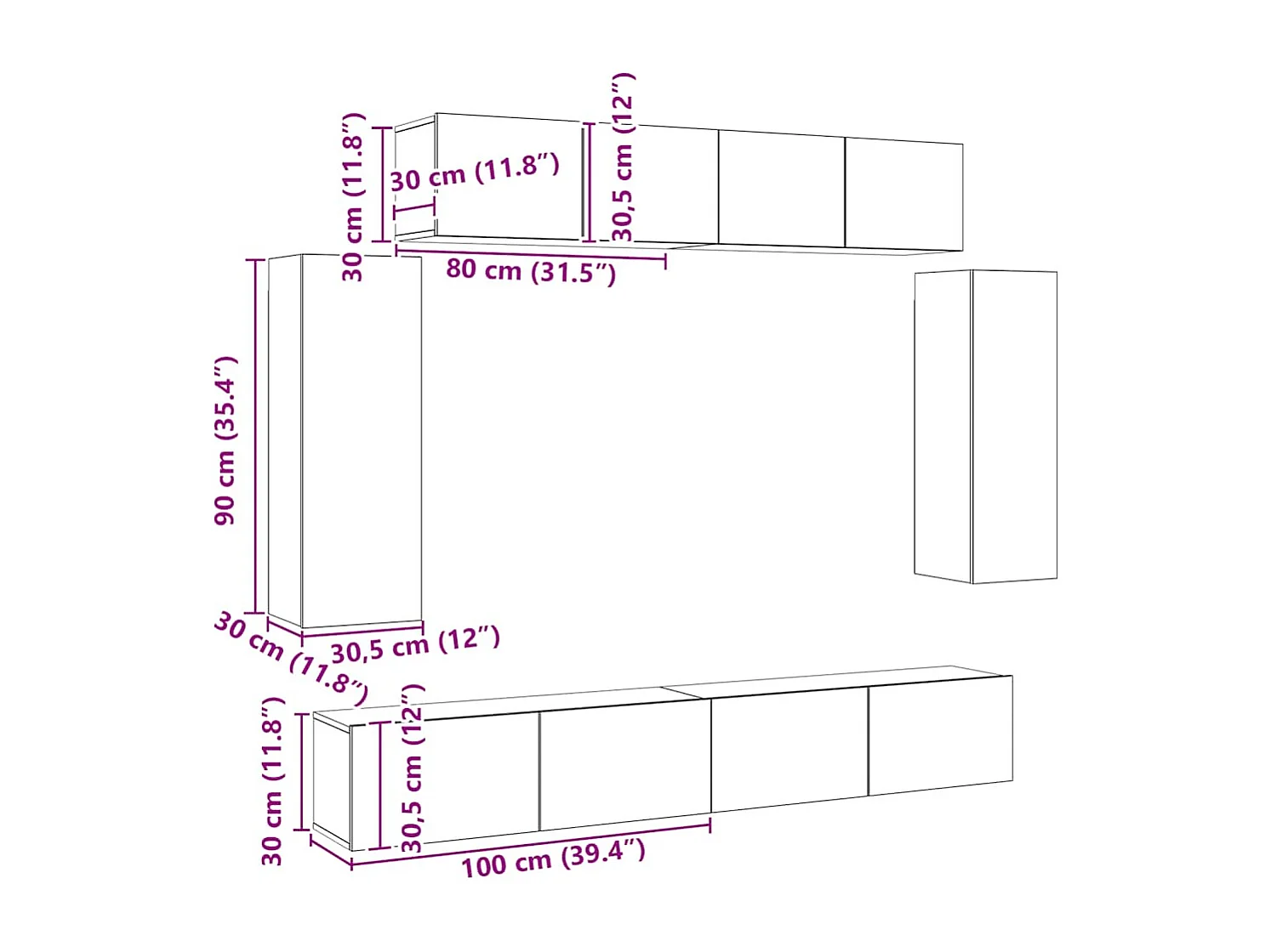 Set di Mobili Porta TV 6 pz Rovere Sonoma in Legno Multistrato