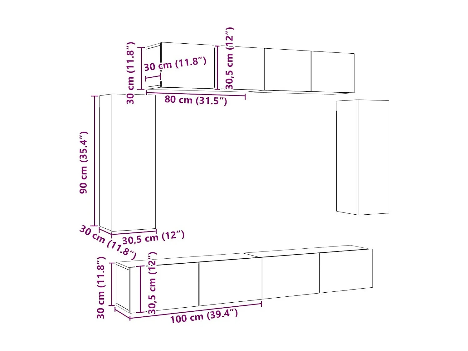 Set di Mobili Porta TV 6 pz Rovere Sonoma in Legno Multistrato