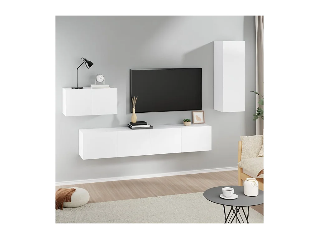 4-tlg. TV-Schrank-Set Weiß Holzwerkstoff