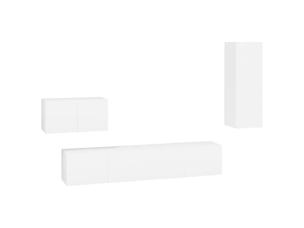 Ensemble de meubles TV 4 pcs Blanc Bois d'ingénierie